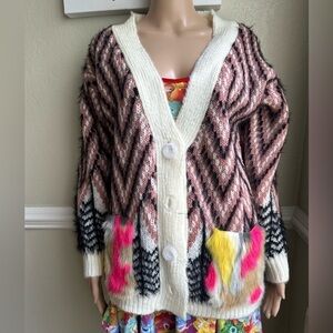 NYLON APPAREL COLORFUL CARDIGAN